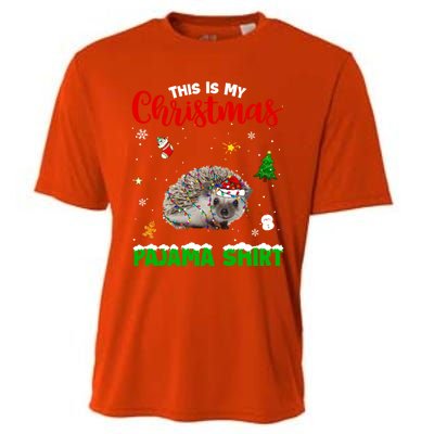 Funny This Is My Christmas Pajama Cool Gift Hedgehog Red Plaid Gift Cooling Performance Crew T-Shirt