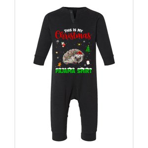 Funny This Is My Christmas Pajama Cool Gift Hedgehog Red Plaid Gift Infant Fleece One Piece