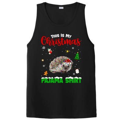 Funny This Is My Christmas Pajama Cool Gift Hedgehog Red Plaid Gift PosiCharge Competitor Tank