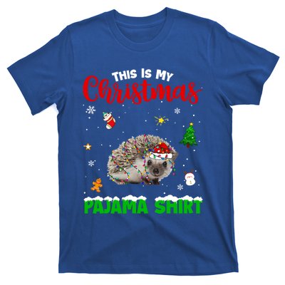 Funny This Is My Christmas Pajama Cool Gift Hedgehog Red Plaid Gift T-Shirt