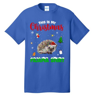 Funny This Is My Christmas Pajama Cool Gift Hedgehog Red Plaid Gift Tall T-Shirt