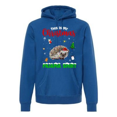 Funny This Is My Christmas Pajama Cool Gift Hedgehog Red Plaid Gift Premium Hoodie