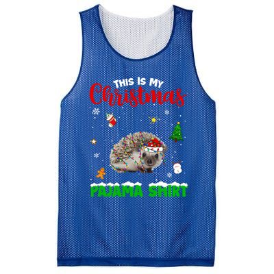 Funny This Is My Christmas Pajama Cool Gift Hedgehog Red Plaid Gift Mesh Reversible Basketball Jersey Tank