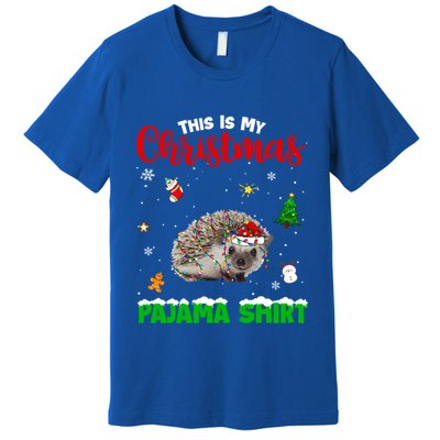 Funny This Is My Christmas Pajama Cool Gift Hedgehog Red Plaid Gift Premium T-Shirt
