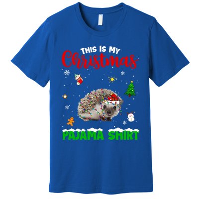 Funny This Is My Christmas Pajama Cool Gift Hedgehog Red Plaid Gift Premium T-Shirt