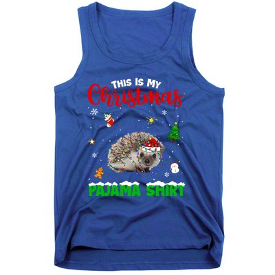 Funny This Is My Christmas Pajama Cool Gift Hedgehog Red Plaid Gift Tank Top