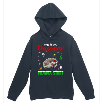 Funny This Is My Christmas Pajama Cool Gift Hedgehog Red Plaid Gift Urban Pullover Hoodie