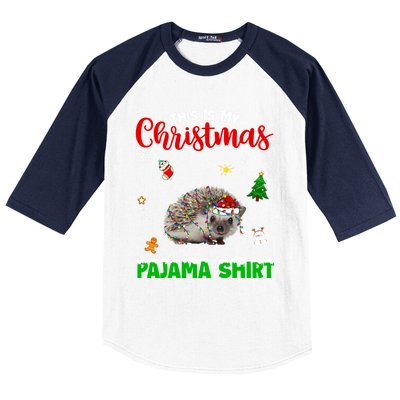 Funny This Is My Christmas Pajama Cool Gift Hedgehog Red Plaid Gift Baseball Sleeve Shirt