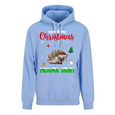 Funny This Is My Christmas Pajama Cool Gift Hedgehog Red Plaid Gift Unisex Surf Hoodie