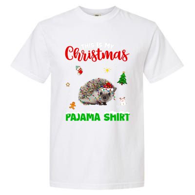 Funny This Is My Christmas Pajama Cool Gift Hedgehog Red Plaid Gift Garment-Dyed Heavyweight T-Shirt