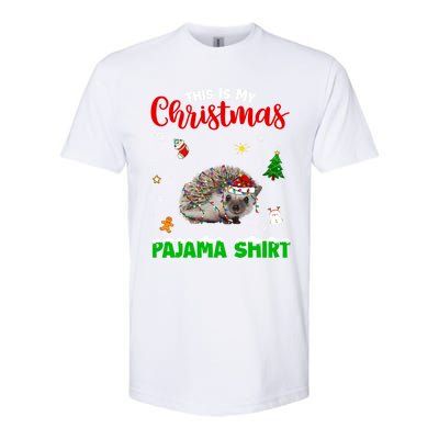 Funny This Is My Christmas Pajama Cool Gift Hedgehog Red Plaid Gift Softstyle CVC T-Shirt