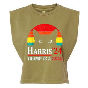 Funny Trump Is A Scab Vote Harris Walz Garment-Dyed Women's Muscle Tee