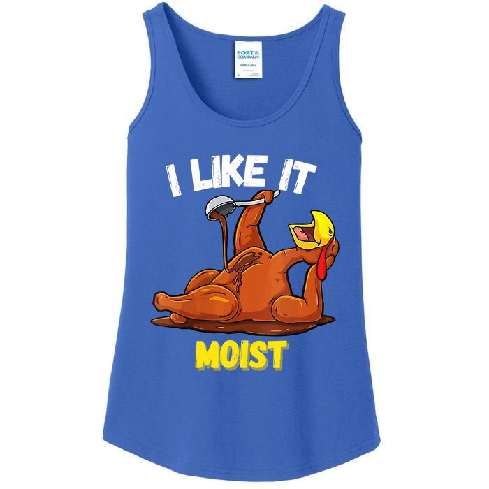 Funny Turkey I Like It Moist Thanksgiving Dinner For Family Cute Gift Ladies Essential Tank