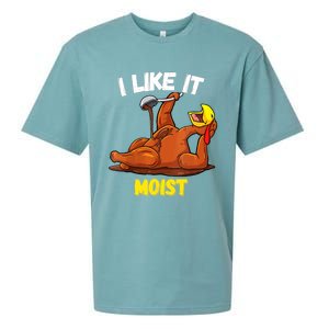 Funny Turkey I Like It Moist Thanksgiving Dinner For Family Cute Gift Sueded Cloud Jersey T-Shirt