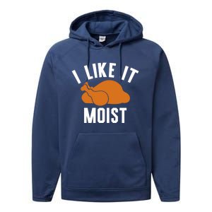 Football Turkey I Like It Moist Thanksgiving Cool Gift Performance Fleece Hoodie