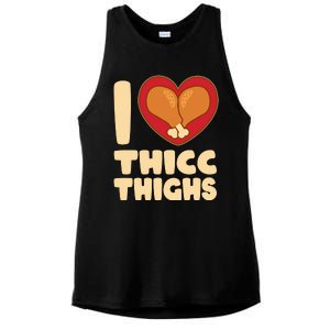 Funny Thanksgiving I Heart Thicc Thighs Ladies PosiCharge Tri-Blend Wicking Tank