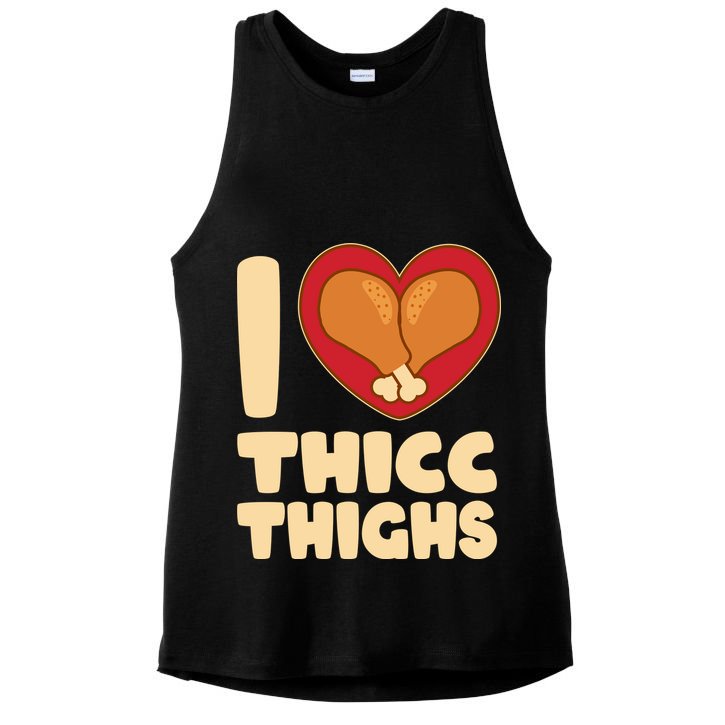 Funny Thanksgiving I Heart Thicc Thighs Ladies PosiCharge Tri-Blend Wicking Tank
