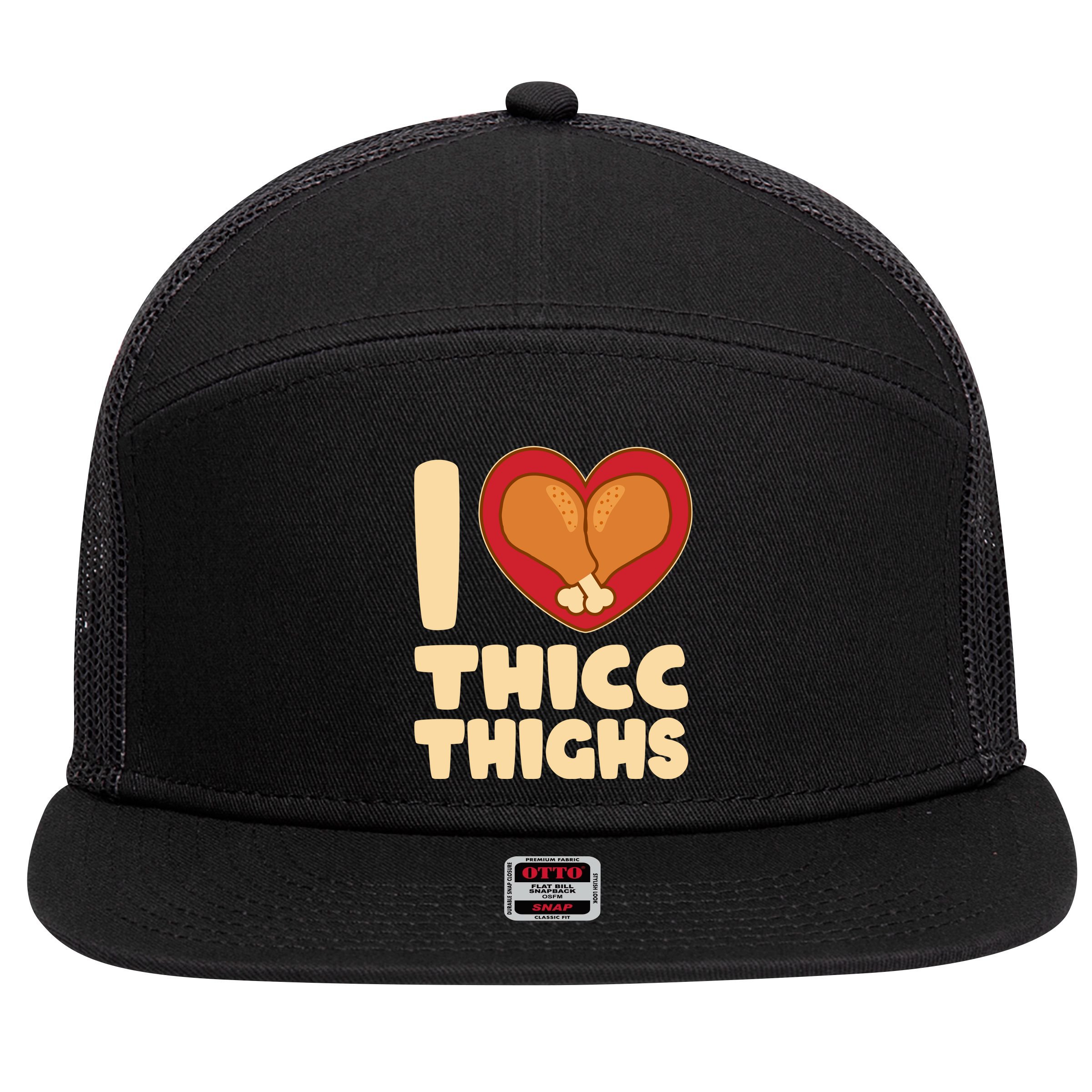 Funny Thanksgiving I Heart Thicc Thighs 7 Panel Mesh Trucker Snapback Hat