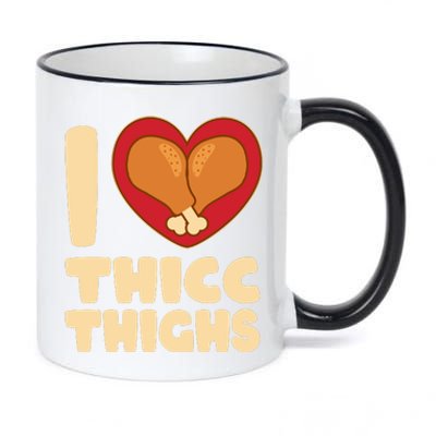 Funny Thanksgiving I Heart Thicc Thighs 11oz Black Color Changing Mug