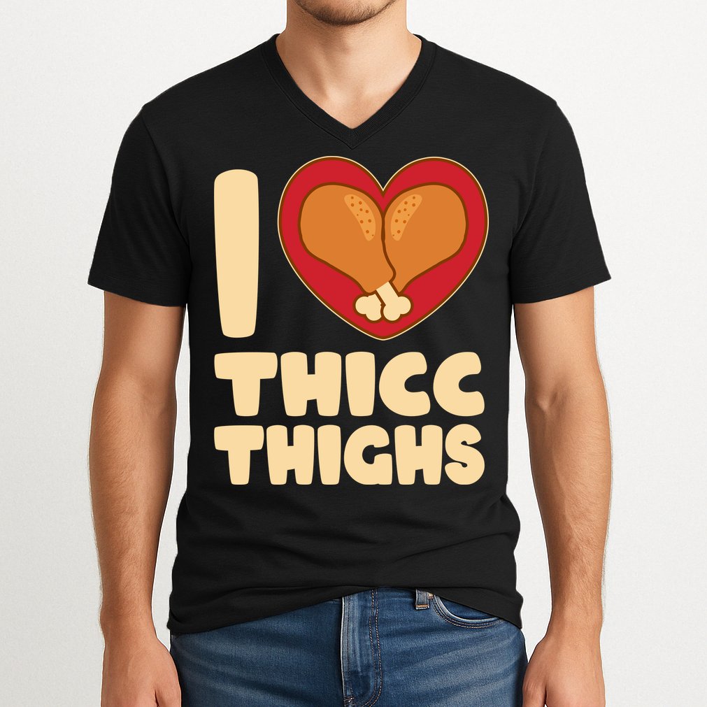 Funny Thanksgiving I Heart Thicc Thighs V-Neck T-Shirt