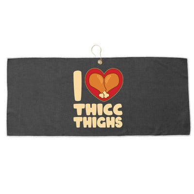 Funny Thanksgiving I Heart Thicc Thighs Large Microfiber Waffle Golf Towel