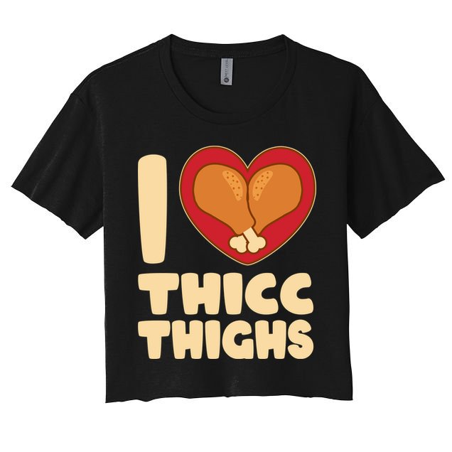 Funny Thanksgiving I Heart Thicc Thighs Crop Top