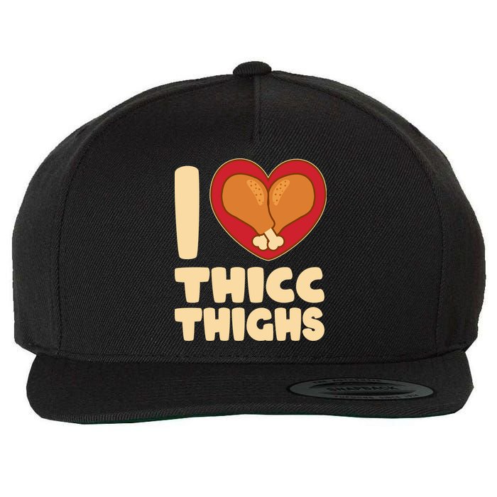 Funny Thanksgiving I Heart Thicc Thighs Wool Snapback Cap