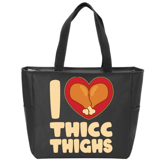 Funny Thanksgiving I Heart Thicc Thighs Zip Tote Bag