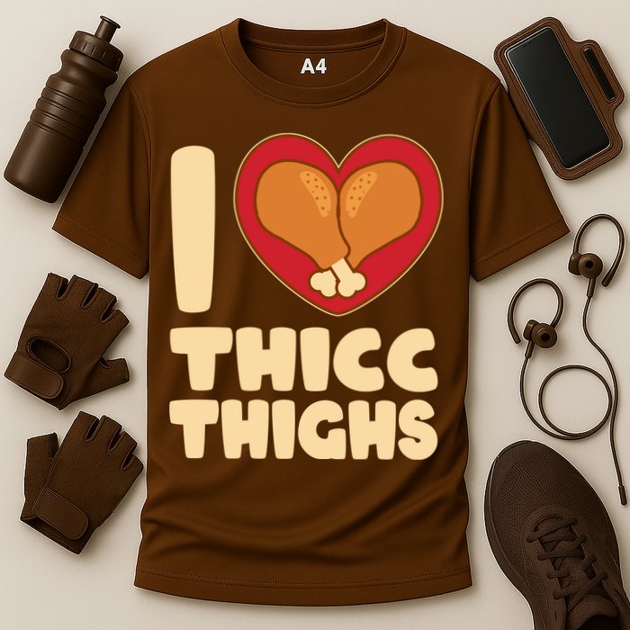 Funny Thanksgiving I Heart Thicc Thighs Cooling Performance Crew T-Shirt
