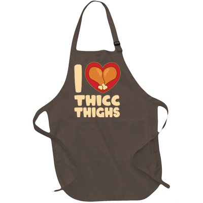 Funny Thanksgiving I Heart Thicc Thighs Full-Length Apron With Pockets