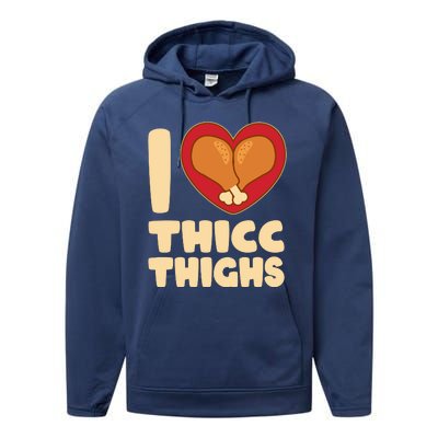 Funny Thanksgiving I Heart Thicc Thighs Performance Fleece Hoodie