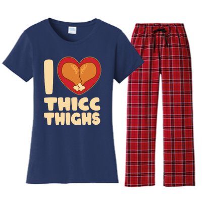 Funny Thanksgiving I Heart Thicc Thighs Women's Flannel Pajama Set