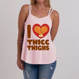 Funny Thanksgiving I Heart Thicc Thighs Women's Strappy Tank