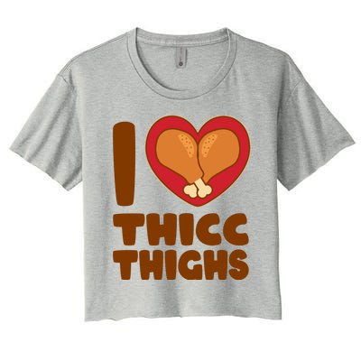 Funny Thanksgiving I Heart Thicc Thighs Women's Crop Top Tee