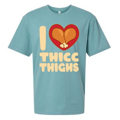 Funny Thanksgiving I Heart Thicc Thighs Sueded Cloud Jersey T-Shirt