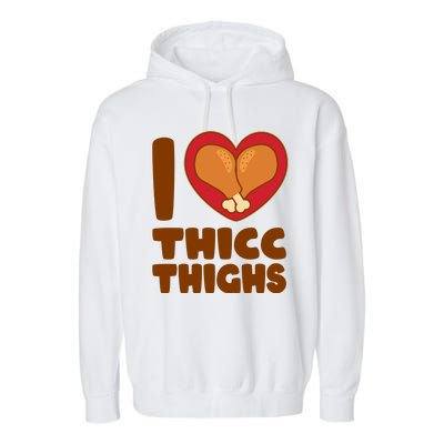 Funny Thanksgiving I Heart Thicc Thighs Garment-Dyed Fleece Hoodie