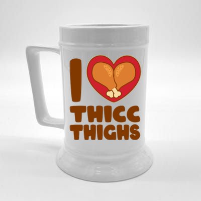 Funny Thanksgiving I Heart Thicc Thighs Beer Stein