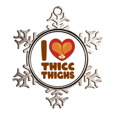 Funny Thanksgiving I Heart Thicc Thighs Metallic Star Ornament