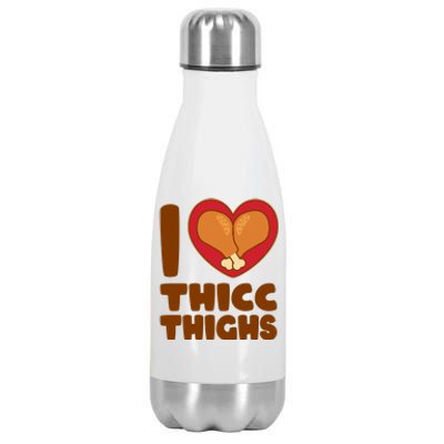 Funny Thanksgiving I Heart Thicc Thighs Stainless Steel Insulated Water Bottle