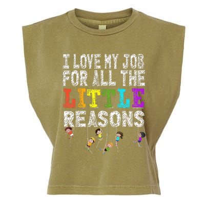 Funny Teacher I love my Job For All The Little Reasons Garment-Dyed Women's Muscle Tee