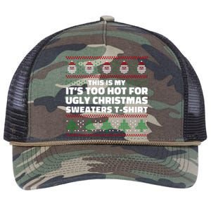 Funny This Is My It's Too Hot For Ugly Christmas Sweaters Retro Rope Trucker Hat Cap