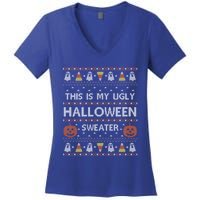 Funny This Is My Ugly Halloween Sweater Gift Gift Women's V-Neck T-Shirt