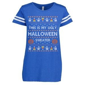 Funny This Is My Ugly Halloween Sweater Gift Gift Enza Ladies Jersey Football T-Shirt