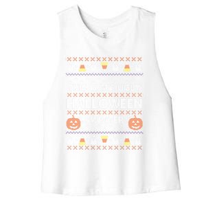 Funny This Is My Ugly Halloween Sweater Gift Gift Women's Racerback Cropped Tank