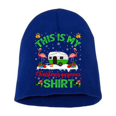 Flamingo This Is My Camping Christmas Pajama Camper Xmas Cute Gift Short Acrylic Beanie