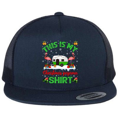 Flamingo This Is My Camping Christmas Pajama Camper Xmas Cute Gift Flat Bill Trucker Hat