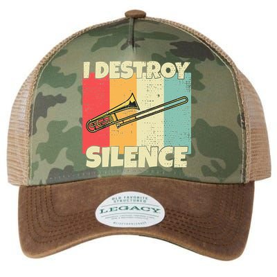 Funny Trombone Instrument I Destroy Silence For Trombone Legacy Tie Dye Trucker Hat