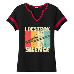 Funny Trombone Instrument I Destroy Silence For Trombone Ladies Halftime Notch Neck Tee