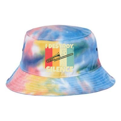 Funny Trombone Instrument I Destroy Silence For Trombone Tie Dye Newport Bucket Hat