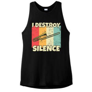 Funny Trombone Instrument I Destroy Silence For Trombone Ladies PosiCharge Tri-Blend Wicking Tank